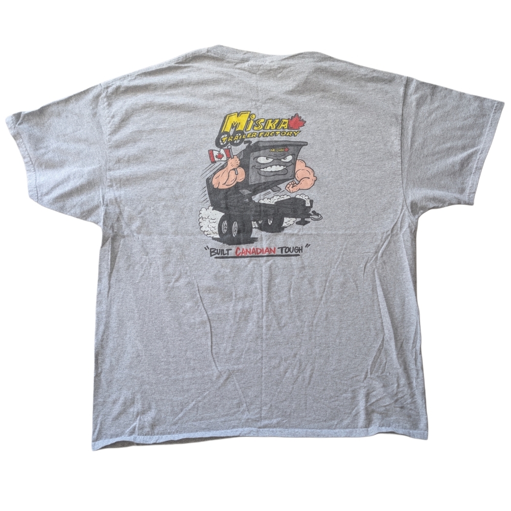 Miska Trailor Factory Men's 2XL Plus Size Grey Short Sleeve Graphic Tee Shirt